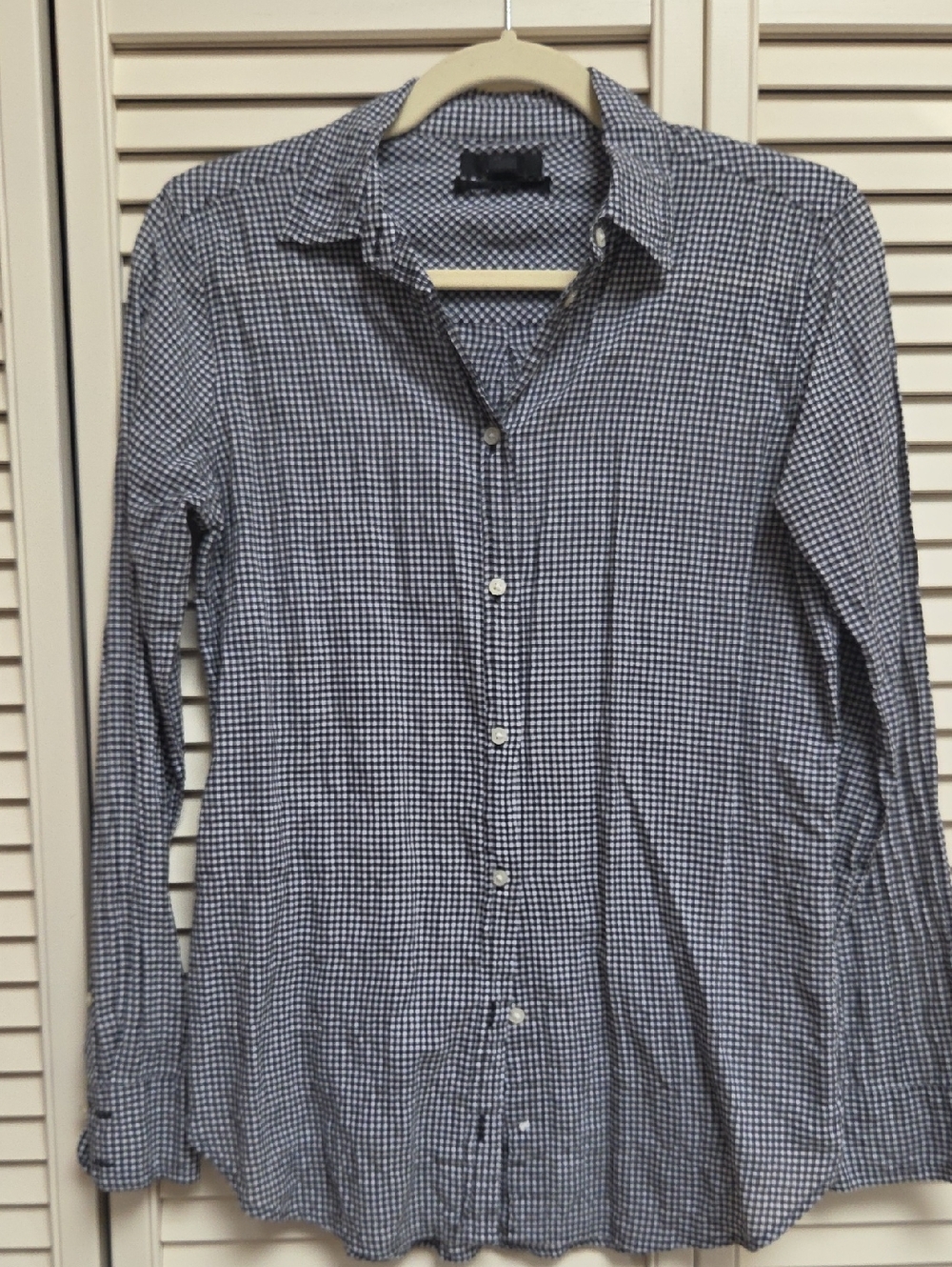 J. Crew Black and White Gingham Button-Down Shirt